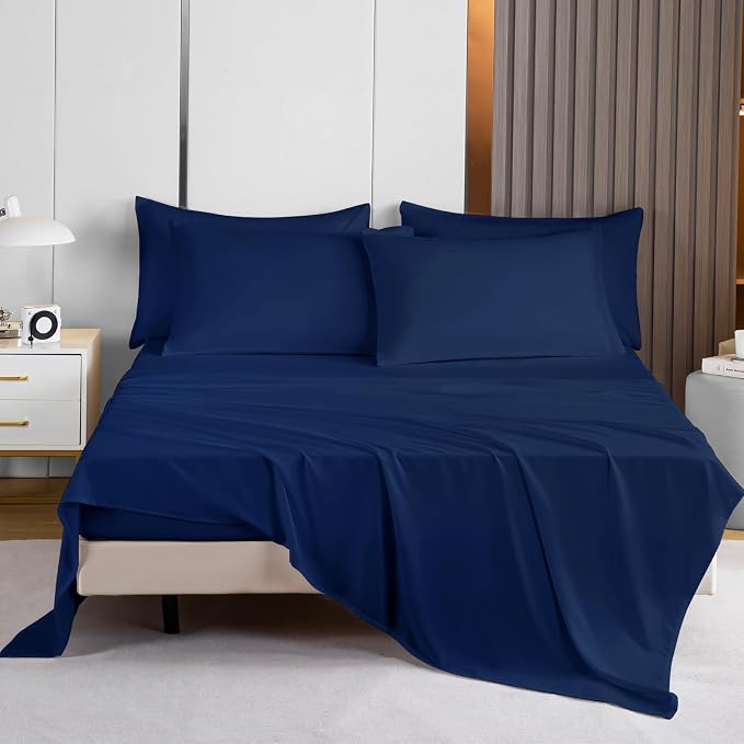 Lavisun Queen Flat Sheets 6 Pack, Brushed Microfiber Bed Sheets, Soft & - Image 7