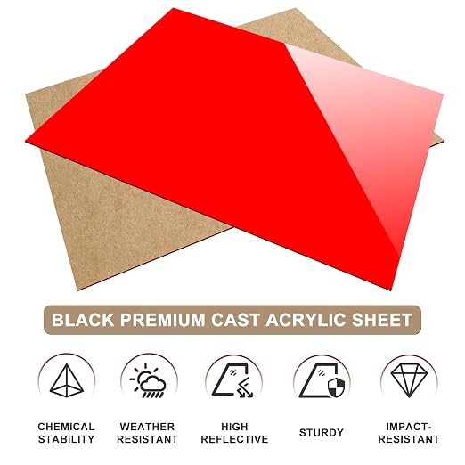 Gute 6Pcs Cast Acrylic Sheet, Acrylic Sheet Opaque Plastic Sheet 8 x 8 Inch - Image 4