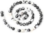 60PCS 6mm Natural Black White Zebra Jasper Gemstone Round Loose Beads Crystal - Image 2