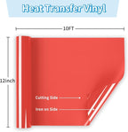 Red Heat Transfer Vinyl 12" x 10ft Red Iron On Vinyl - Image 2