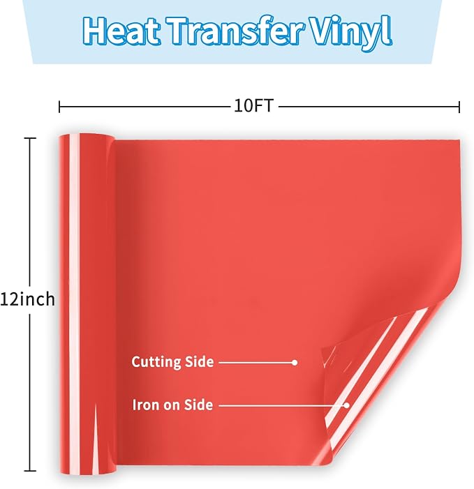 Red Heat Transfer Vinyl 12" x 10ft Red Iron On Vinyl - Image 2