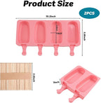 Popsicles Molds, Reusable Silicone Ice Pop Cream Cakesicle Maker Mold 4 Cavities - Image 2
