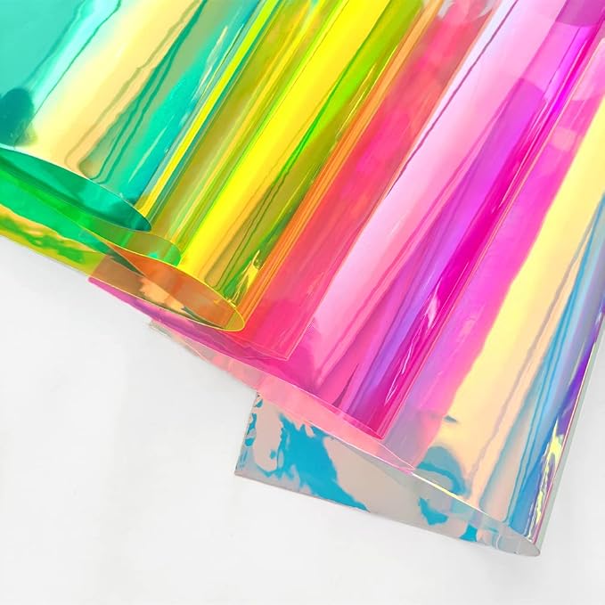 10 Pieces A4 Holographic Clear PVC Fabric Iridescent Transparent Vinyl Mirrored - Image 6
