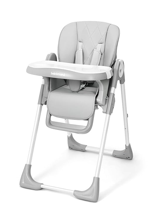 4 in 1 High Chairs for Babies and Toddlers, Convertible Foldable Baby High Chairs, Feeding and Eating Seat Highchair with 4 Levels of Recline and 7 Levels of Height Adjustment, Gray