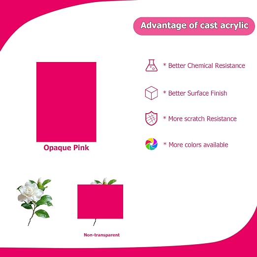 2 Pack 12'' x 16'' Opaque Pink Acrylic Sheet, 3mm Thick Acrylic Plastic Sheets - Image 5