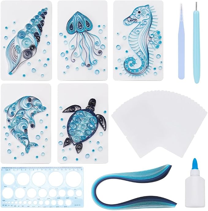WEBEEDY Paper Quilling Kit 20 Sets DIY Sea Animals Paper Quilling Kit by WEBEEDY