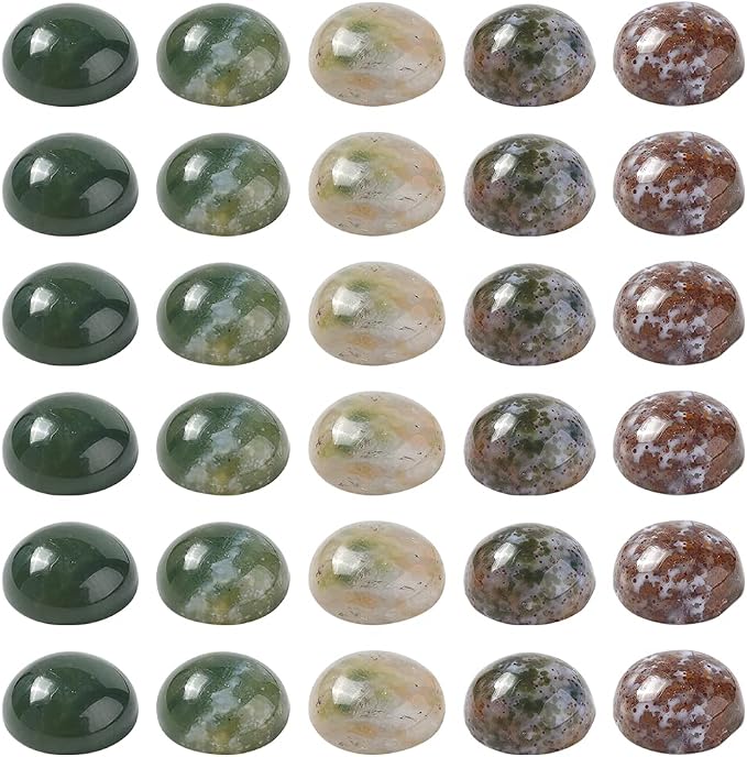 FASHEWELRY 50Pcs Natural Indian Agate Cabochons Flat Back Gemstone Cabochons by FASHEWELRY