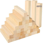 40PCS Basswood Carving Blocks, Unfinished Wood Squares Wooden Blocks by HOME