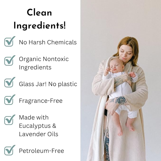 Irene Organics Organic Baby Vapor Chest Rub Clean Vapo Rub Made with Non Toxic Ingredients, Organic Cough & Congestion Relief Balm, Safe Natural Eucalyptus & Lavender Rub for Newborns & Kids