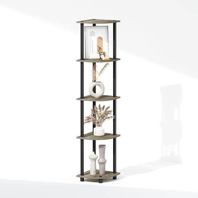 Furinno Turn-N-Tube Storage Shelves, 5-Tier Book Shelf, Corner Shelf, Toolless - Image 6