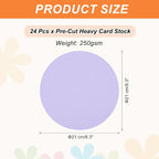 MECCANIXITY 24 Pcs Circle Card Stock, 8.3 Inch Round Cutouts Paper Thick - Image 2
