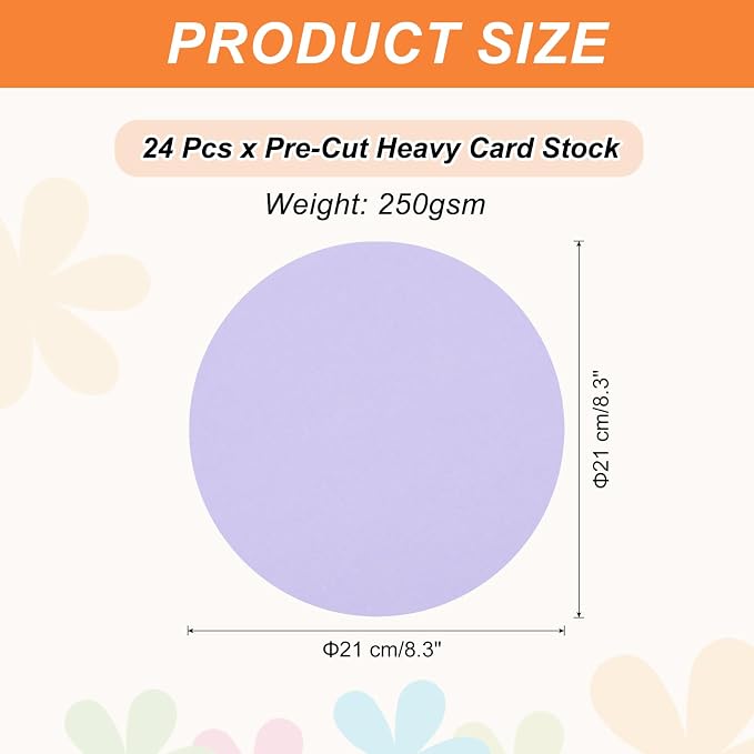 MECCANIXITY 24 Pcs Circle Card Stock, 8.3 Inch Round Cutouts Paper Thick - Image 2