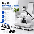 80pcs 8 Inch Cable Ties Reusable Black and White Hook and Loop Cord Ties - Image 5