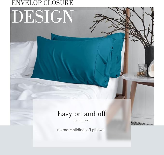 WishSmile Teal Cooling Pillowcases, 2 Pack, 20x36 inches - Image 4