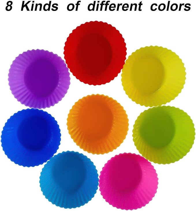 24 Pack Silicone Baking Cups Reusable Muffin Liners Non-Stick Cup Cake Molds - Image 5