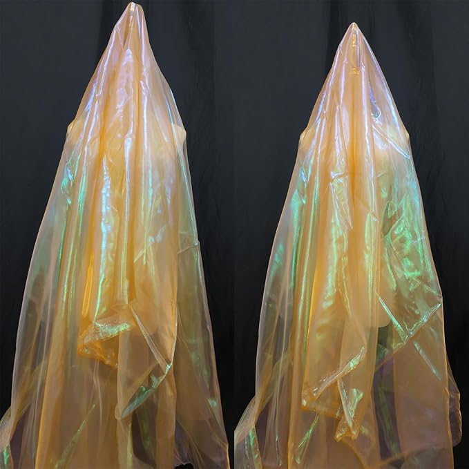 Orange Iridescent Organza Fabric - Image 4