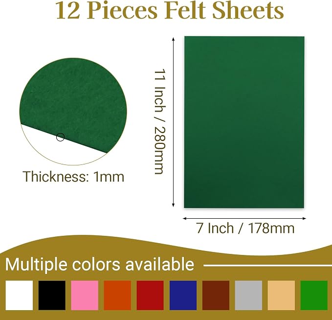 12 Pcs Felt Sheets, 7x11 Inch Stiff Felt - Image 2