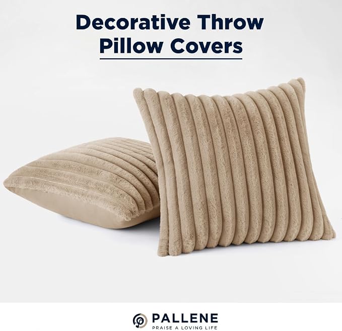 Pallene Faux Fur Plush Throw Pillow Covers 22x22 Set of 2, Luxury Soft Fluffy - Image 9