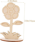 Toyvian 12Pcs Unfinished Wooden Flower Ornaments - Image 4
