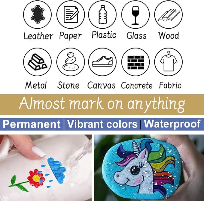 Overseas Paint Pens Paint Markers, 6 Colors Oil Based Permanent Markers | - Image 7