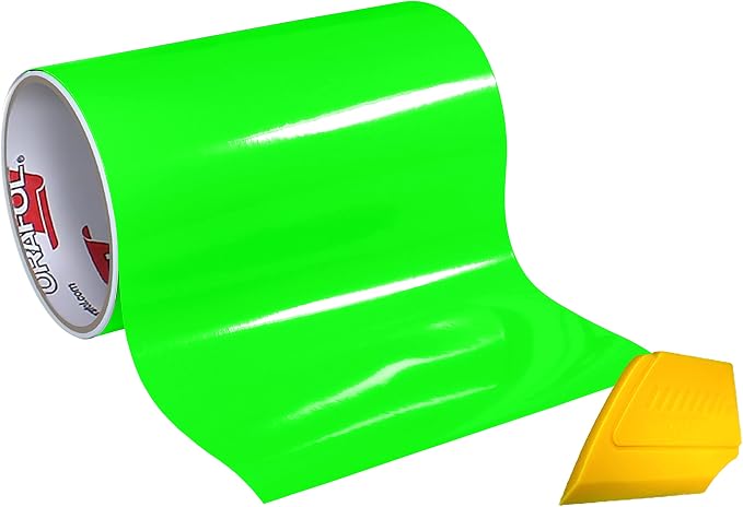 ORACAL 6510 Fluorescent Green Cast Vinyl Wrap 12" x 30" Roll Including Hard by Orafol
