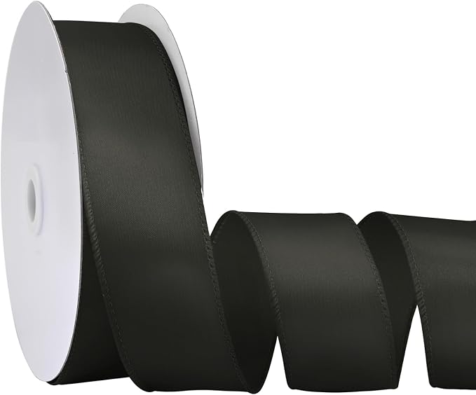 Black 1.5 Inch Continuous 25 Yards Satin Wired Ribbon by Simplegoal