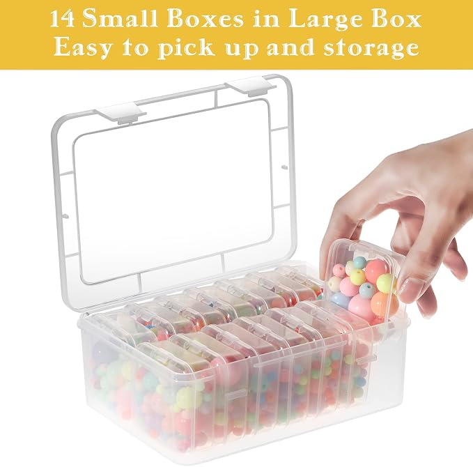 Mathtoxyz Small Bead Organizers, 14 Pieces Plastic Storage Cases Mini Clear - Image 4