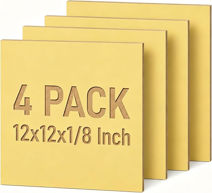 4 Pack Gold Basswood Sheets for Crafts, DIY Ornaments & Architectural Models by Creatorally