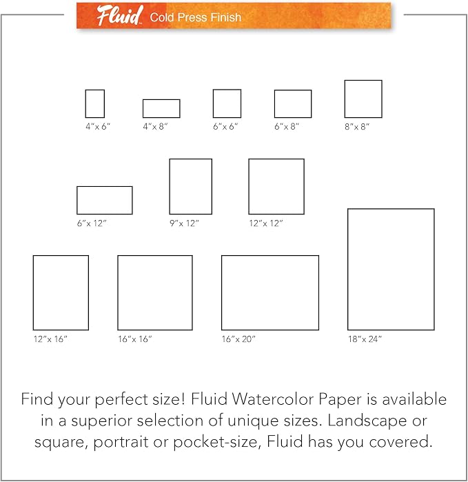 Fluid Watercolor Paper Block, 8 x 8 inches, 15 Sheets, 140 lb Cold Press Pad - Image 6