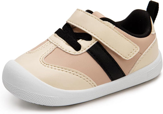 Baby Shoes Boys Girls Barefoot Wide Toe Box Zero Drop First Walkers PU Leather Nonslip Toddler Sneakers for 6-24 Months Infant Walking,Running,Crawling