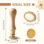 Frame Wax Seal Stamp, 3D Embossed Relief Carving Head and Wood Handle - Image 2