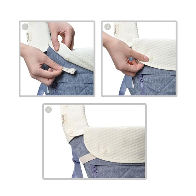 Bebamour Drool and Teething Reversible Cotton Pad For All Carry Positions Baby Carrier White Drool Bib For Boys & Girls(Light Grey)