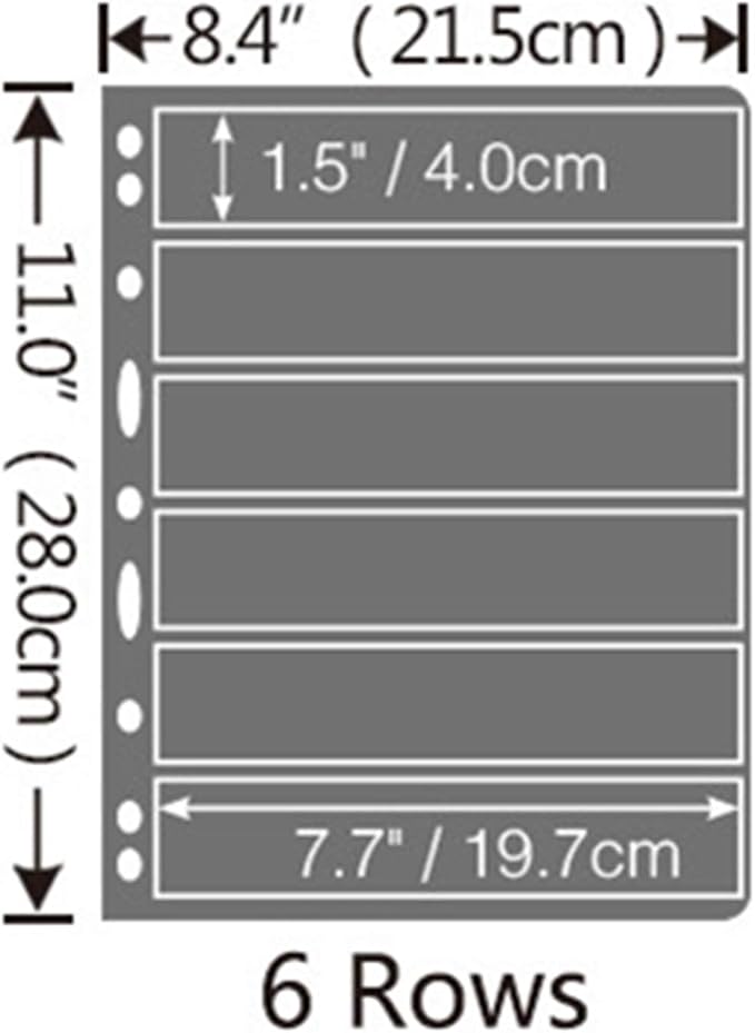 MUDOR Stamp Pages for Stamp Collection Album Binder Book, 10 Sheet 6 Rows | - Image 3
