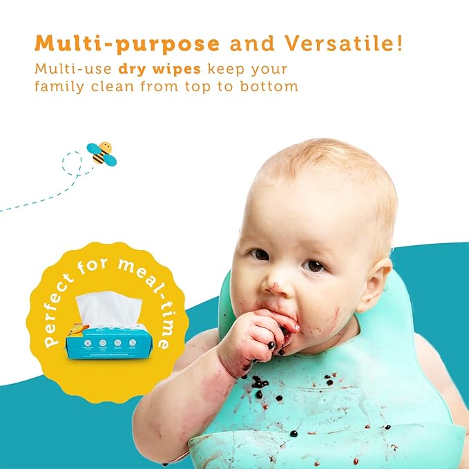 Whoopsie Wipes – The Original 100% Pure Cotton Dry Baby Wipes – Ultra Soft, Unscented, Chemical-Free Wipes for Sensitive Skin – Use Dry or Add Water for Wet Wipes – 6 Packs (600 Count)