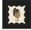 4x4 Picture Frame with Real Glass, Wooden cute 4 x 4 Photo Frame with Wavy Mat by THKRLOF