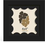 4x4 Picture Frame with Real Glass, Wooden cute 4 x 4 Photo Frame with Wavy Mat by THKRLOF