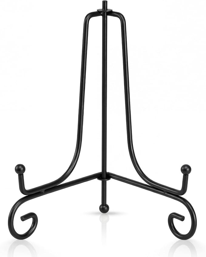 Artliving Plate Stands for Display, 6 Inch Black Iron Easel Plate Display Photo by Artliving