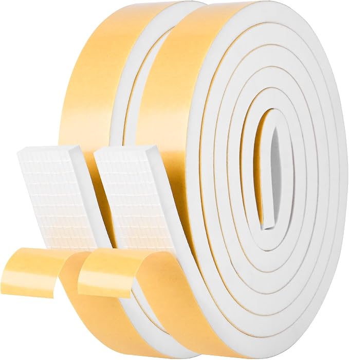 Kikerike Self Adhesive Foam Tape Weatherstrip 1in x 3/8in x 33Ft High Density by Kikerike