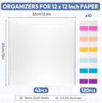 42 Pack 12x12 Scrapbook Paper Storage Organizer w/120 Label Stickers, Photos - Image 3