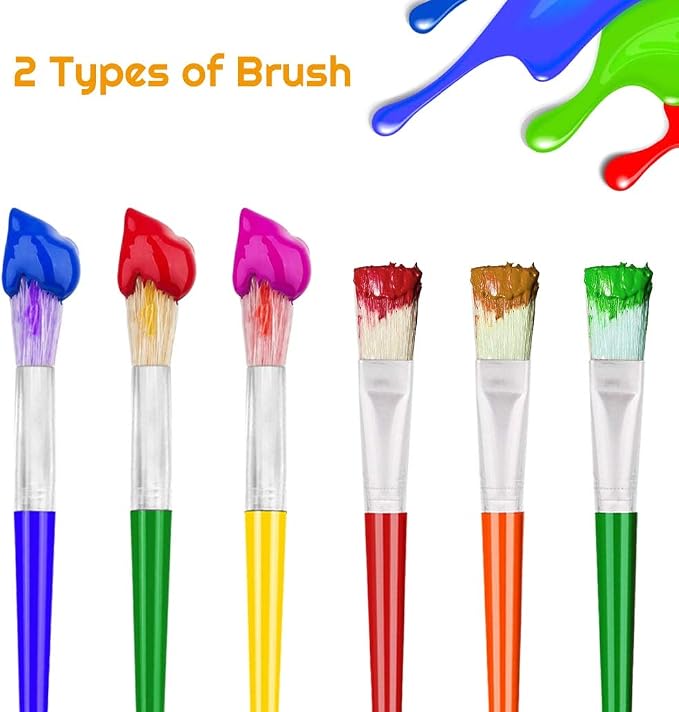 10Pcs Paint Brushes for Kids, Anezus Kids Paint Brushes Toddler Large Chubby - Image 4