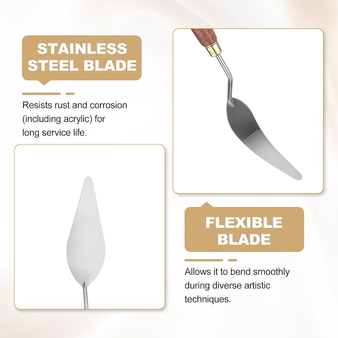 HARFINGTON Palette Knife Painting Tool 3.94" x 1.42" Stainless Steel Teardrop - Image 4