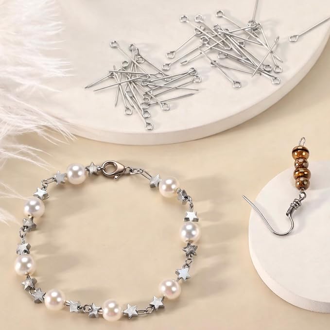 Junkin 1400 Pcs Eye Pins Mix Jewelry Findings 0.63 * 0.79 * 1.18 in Open Eye - Image 3