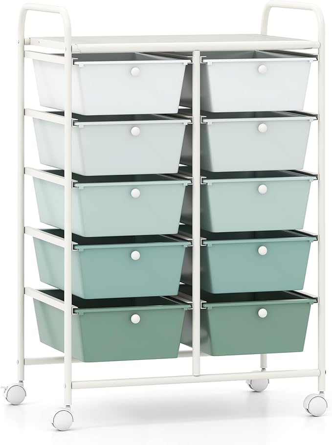Giantex 10 Drawers Rolling Cart, Classroom Organizers, Storage Cart - Image 9