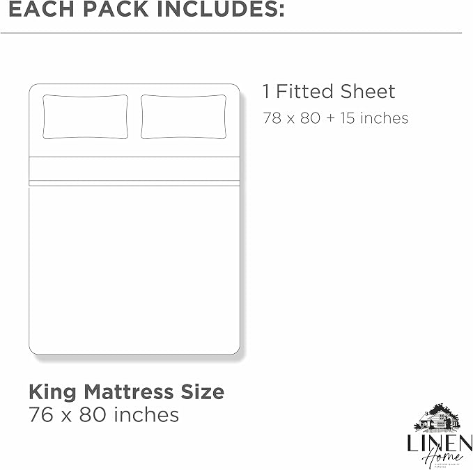 Linen Home 100% Cotton Percale Weave Fitted Sheet, King Size, English Rose - Image 6