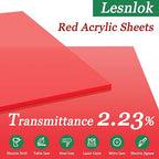 Lesnlok 12 x 16 Red Acrylic Sheets 1/4 inch Thick 6mm Cast Plexiglass Sheets - Image 3