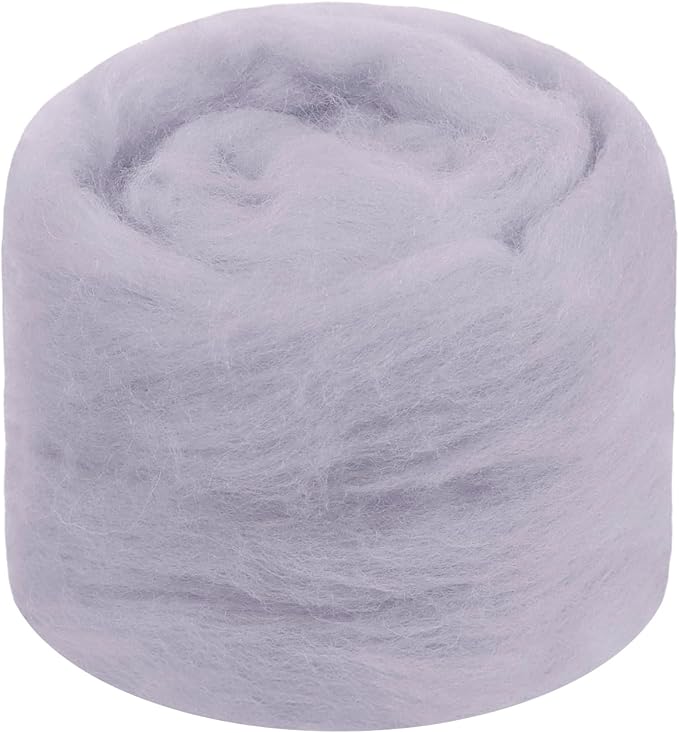 JeogYong Needle Felting Wool, 1.76oz Wool Roving Chunky Wool Yarn, Light Grey by JeogYong