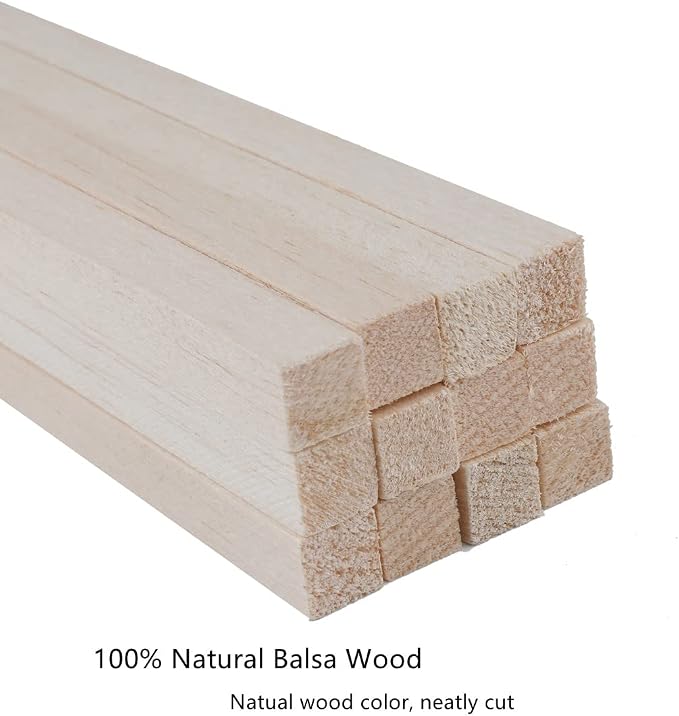 12 Pack Square Wood Dowel Rods 1/2x1/2x12 Inch Balsa Wood Sticks Natural Wood - Image 2
