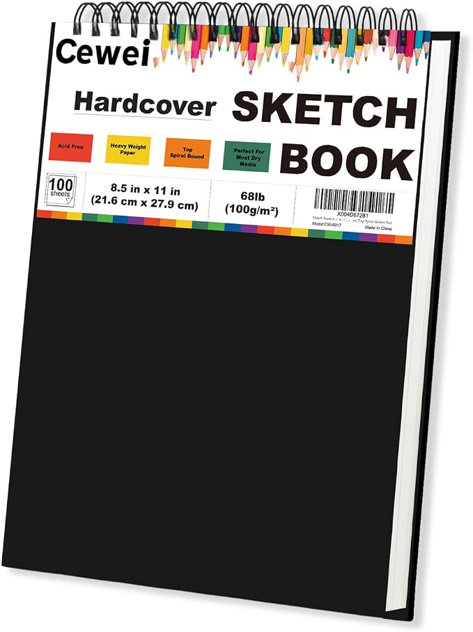 Sketch Book 8.5" x 11", 100 Sheets Hardcover Sketchbook, 68 lb /100 GSM Drawing by Unknown