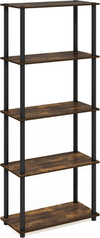 Furinno Turn-N-Tube Storage Shelves, 5-Tier Book Shelf, Corner Shelf, Toolless - Image 9
