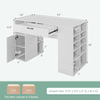 Giantex Craft Table with Storage, Large Drawer, Cabinet with 2 Shelves - Image 3